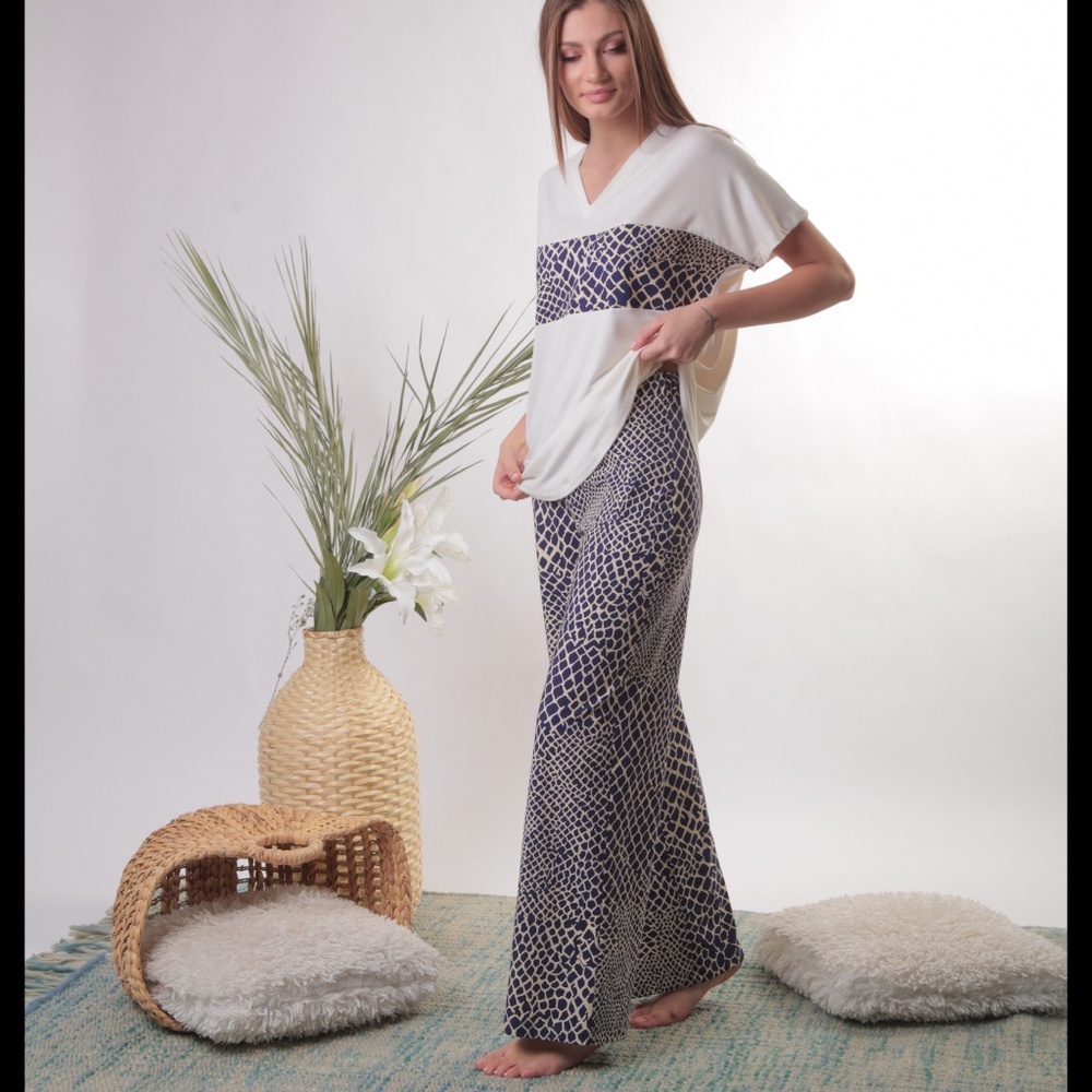 NWT Leopard Print Cotton Pants Silky Viscose Top Loungewear Set Soft Sleepwear